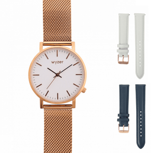 Dames horloge + 2 horlogebandjes (XXL Pack Wit) Wyzer Horloges - Wyzer Horloges