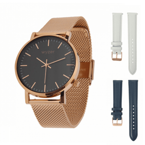 Dames horloge + 2 horlogebandjes (XXL Pack Zwart) Wyzer Horloges - Wyzer Horloges